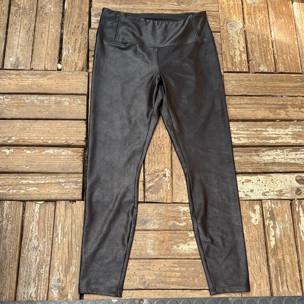 Women's Black Faux Leather Leggings